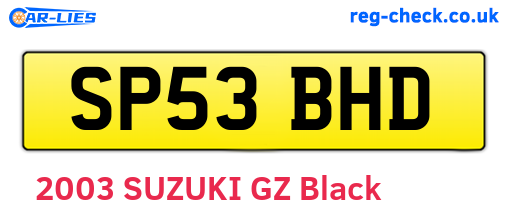 SP53BHD are the vehicle registration plates.