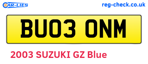 BU03ONM are the vehicle registration plates.
