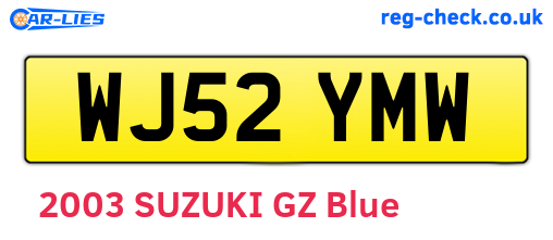 WJ52YMW are the vehicle registration plates.