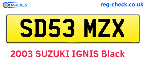 SD53MZX are the vehicle registration plates.