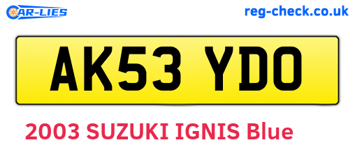AK53YDO are the vehicle registration plates.
