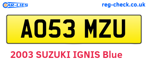 AO53MZU are the vehicle registration plates.