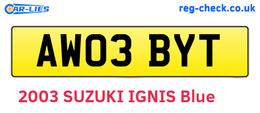 AW03BYT are the vehicle registration plates.