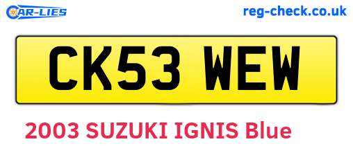 CK53WEW are the vehicle registration plates.