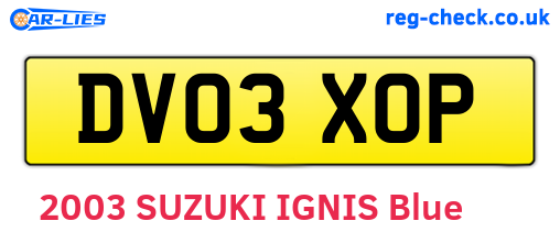 DV03XOP are the vehicle registration plates.