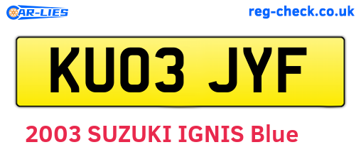 KU03JYF are the vehicle registration plates.