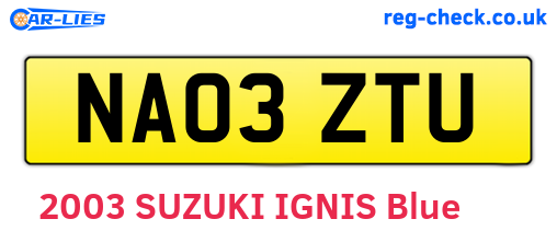 NA03ZTU are the vehicle registration plates.