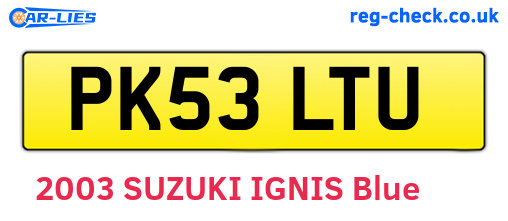 PK53LTU are the vehicle registration plates.
