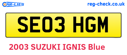 SE03HGM are the vehicle registration plates.