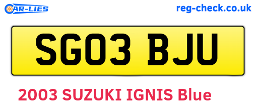 SG03BJU are the vehicle registration plates.