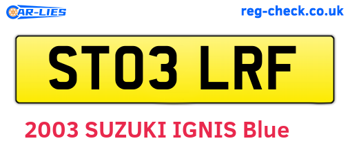 ST03LRF are the vehicle registration plates.