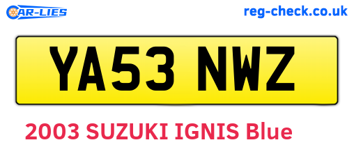 YA53NWZ are the vehicle registration plates.