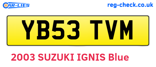YB53TVM are the vehicle registration plates.