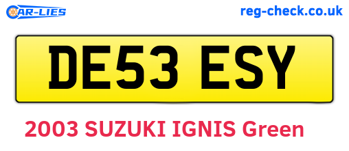 DE53ESY are the vehicle registration plates.