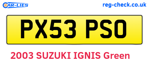 PX53PSO are the vehicle registration plates.