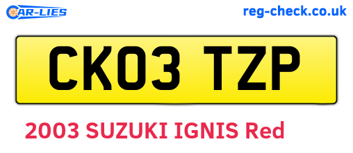 CK03TZP are the vehicle registration plates.