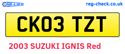 CK03TZT are the vehicle registration plates.