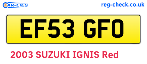 EF53GFO are the vehicle registration plates.