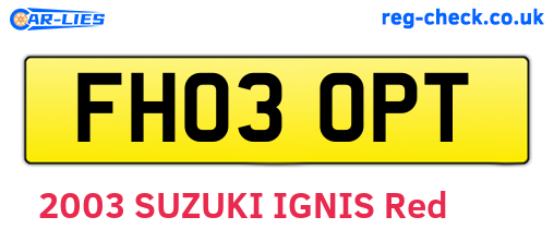 FH03OPT are the vehicle registration plates.