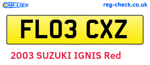 FL03CXZ are the vehicle registration plates.