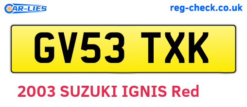 GV53TXK are the vehicle registration plates.