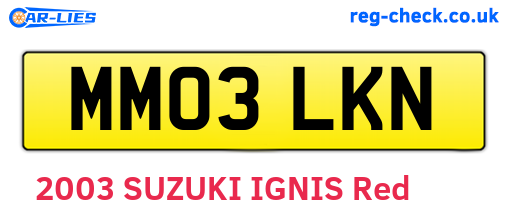 MM03LKN are the vehicle registration plates.