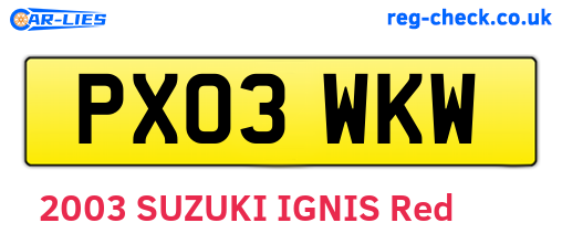 PX03WKW are the vehicle registration plates.
