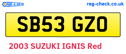 SB53GZO are the vehicle registration plates.