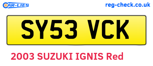 SY53VCK are the vehicle registration plates.