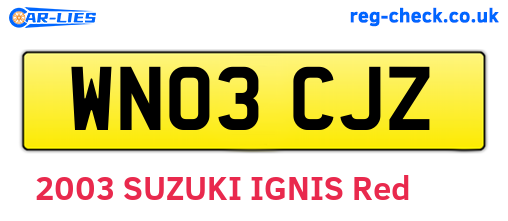 WN03CJZ are the vehicle registration plates.