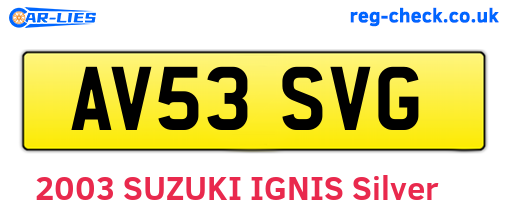 AV53SVG are the vehicle registration plates.