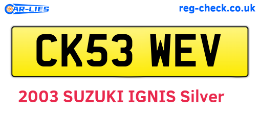 CK53WEV are the vehicle registration plates.