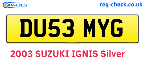 DU53MYG are the vehicle registration plates.