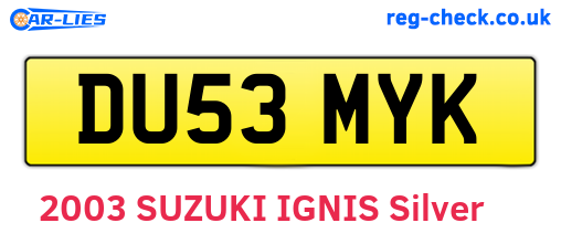 DU53MYK are the vehicle registration plates.