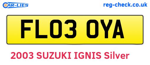 FL03OYA are the vehicle registration plates.