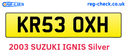 KR53OXH are the vehicle registration plates.