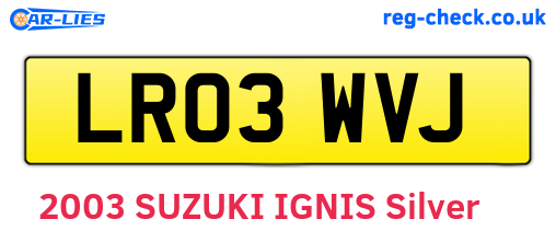 LR03WVJ are the vehicle registration plates.