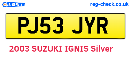 PJ53JYR are the vehicle registration plates.