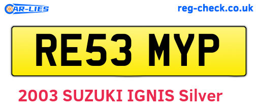 RE53MYP are the vehicle registration plates.