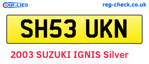 SH53UKN are the vehicle registration plates.