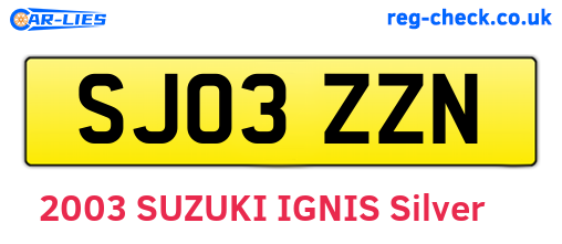 SJ03ZZN are the vehicle registration plates.