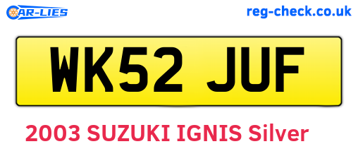 WK52JUF are the vehicle registration plates.
