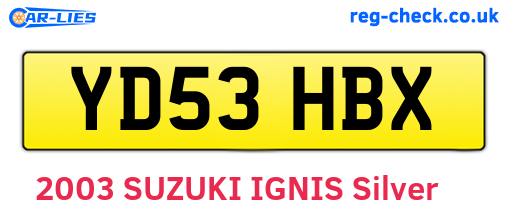 YD53HBX are the vehicle registration plates.