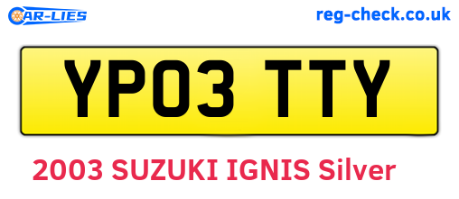 YP03TTY are the vehicle registration plates.