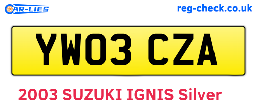 YW03CZA are the vehicle registration plates.