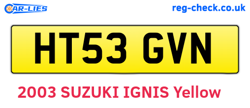HT53GVN are the vehicle registration plates.