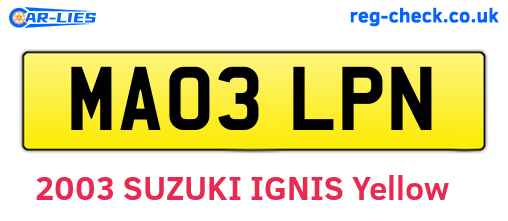 MA03LPN are the vehicle registration plates.