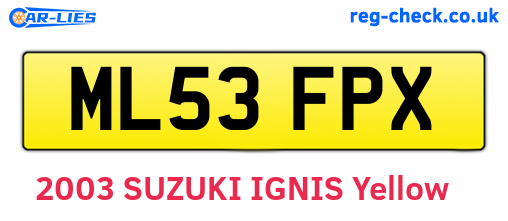 ML53FPX are the vehicle registration plates.