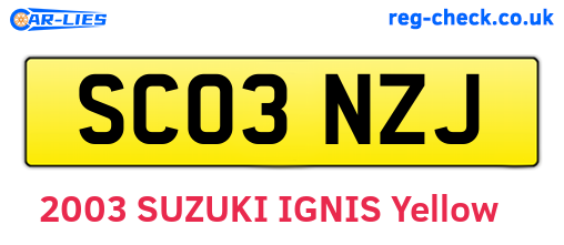 SC03NZJ are the vehicle registration plates.