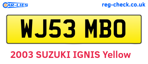 WJ53MBO are the vehicle registration plates.